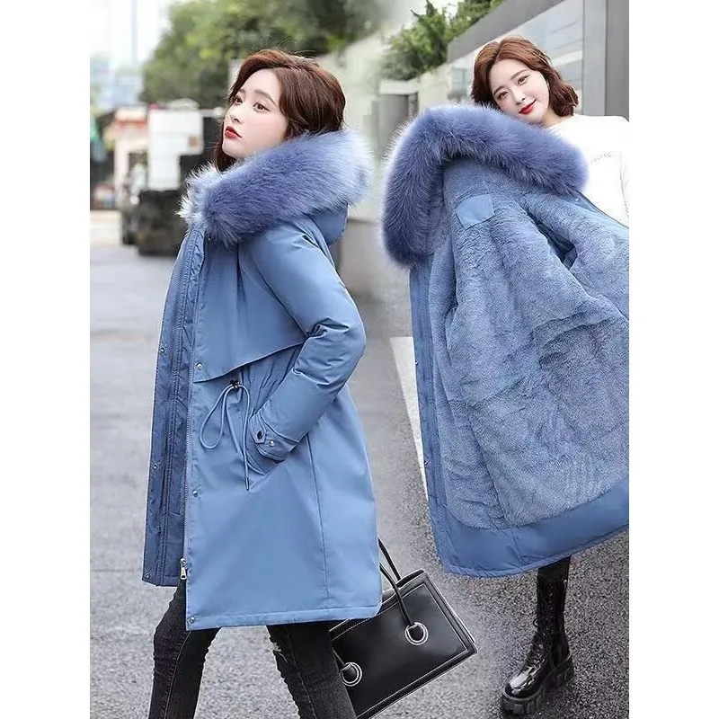 Top Trends: New Women's Mid Length Jacket Coat Women's Fake Fur Collar Parker Coat Women's Slim Fit Cotton Pad Jacket M-6XL Winter Jacket Shoppable Styles