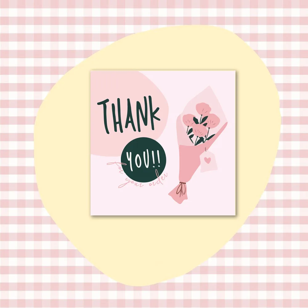 Top Trends: 10 / 50pcs Kawaii Thank You Cards 6x6cm Cartoon Flower Graffiti Card For Small Shop Gift Decoration Card Small Business Purchase Shoppable Styles - Image 6