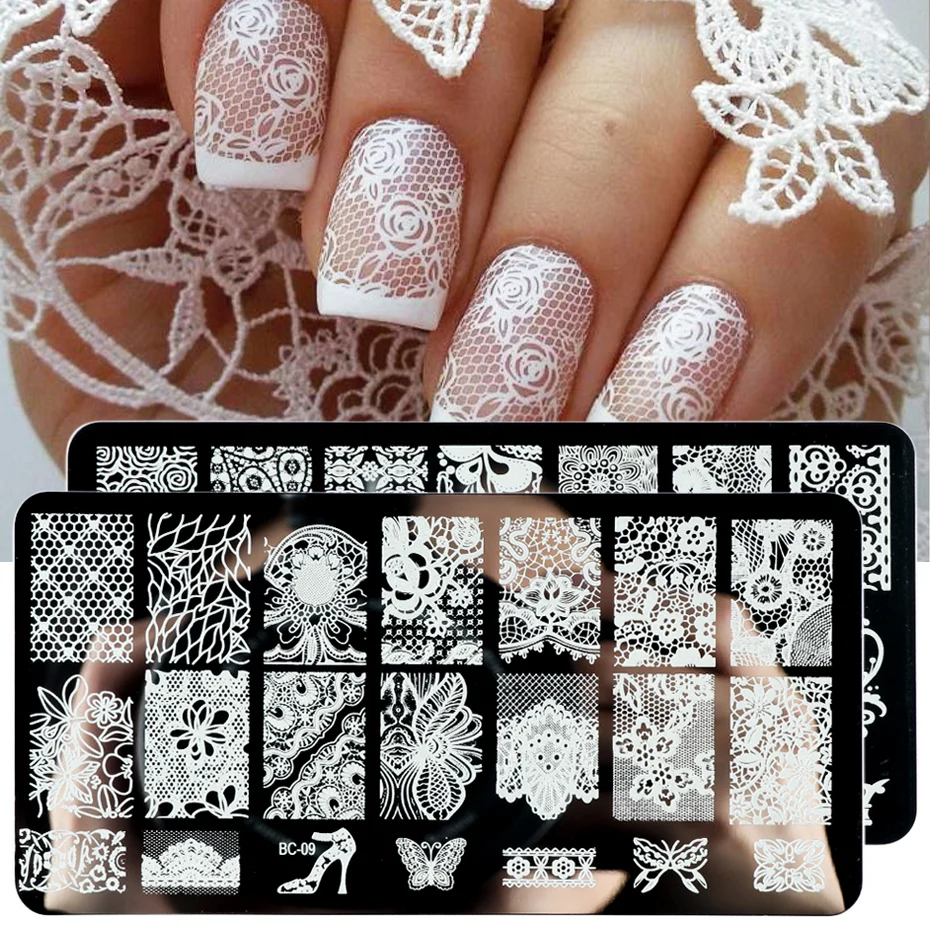 Top Trends: Lace Flowers Nail Stamping Plates Mandala Geometric Nail Art Stamp Templates Polish Printing Stencils Manicure Tools BE04 Shoppable Styles