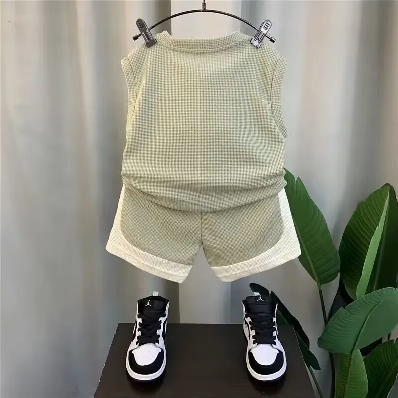 Top Trends: Children's Summer Boys' Tank Top Set 2023 New Baby Sleeveless Clothes Children's Cool And Handsome Two Piece Set Shoppable Styles - Image 5