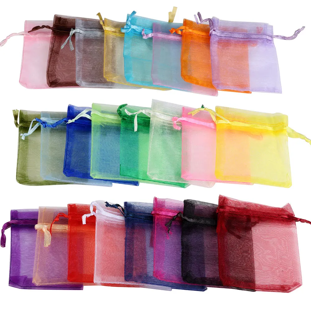 Top Trends: 100pcs / lot 24 Colors Organza Jewelry Bags 7x9 9x12 10x15 13x18CM Drawstring Pouches For Wedding Candy Gift Bags Jewelry Packing Shoppable Styles