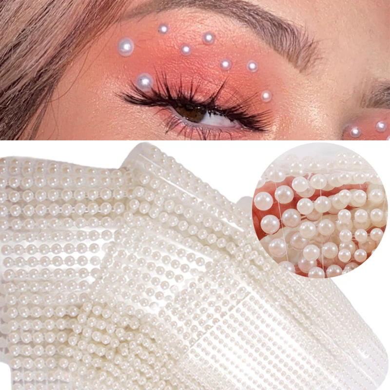 Top Trends: White Pearl Eyes Face Temporary Tattoo Gems Dots Beauty DIY Body Art Accessories Festival Decorations 3D Nail Rhinestones Shoppable Styles