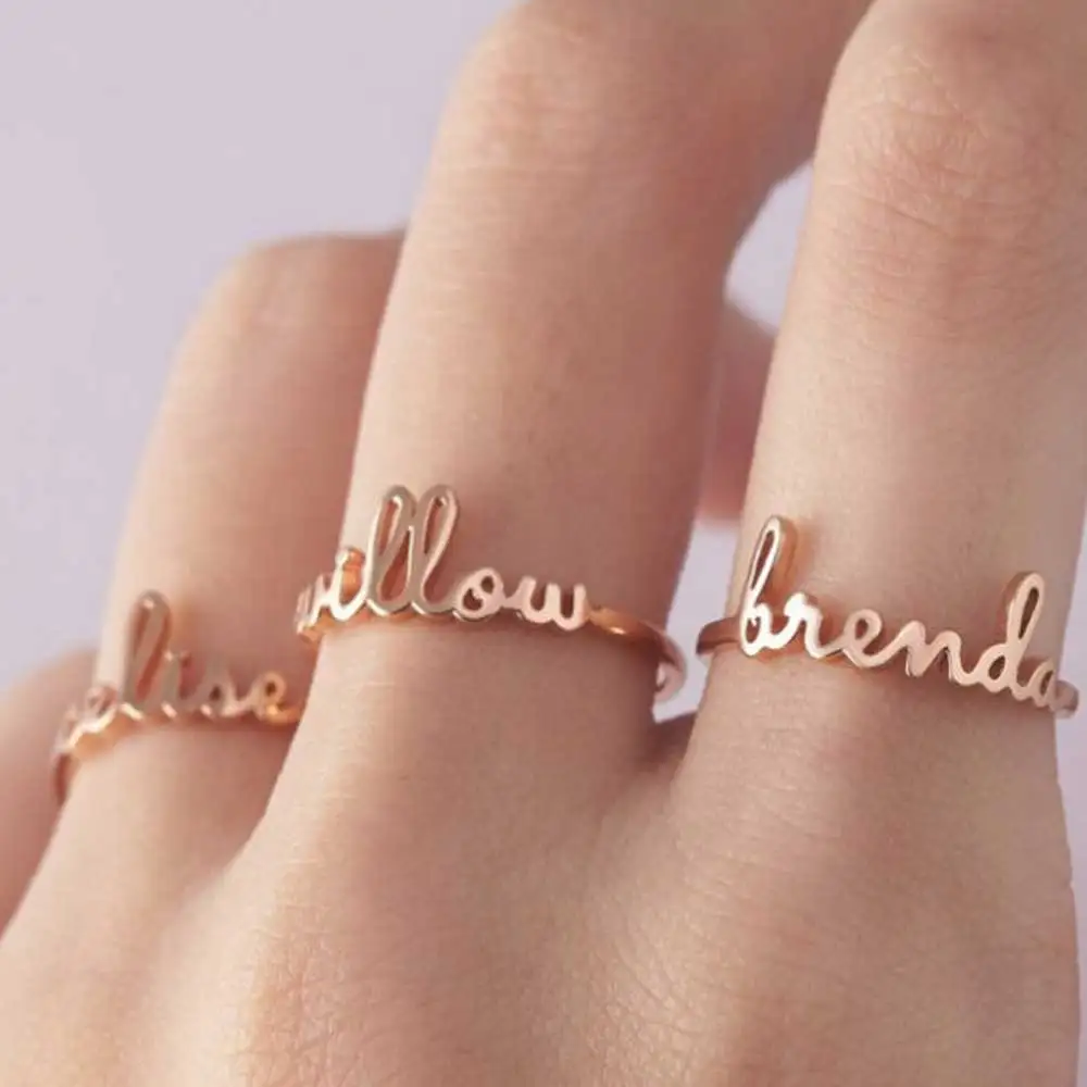 Top Trends: Customized Name Stainless Steel Rings For Women Personalized Open Adjustable Letter Rose Gold Ring Jewelry Couple Gifts Anillos Shoppable Styles