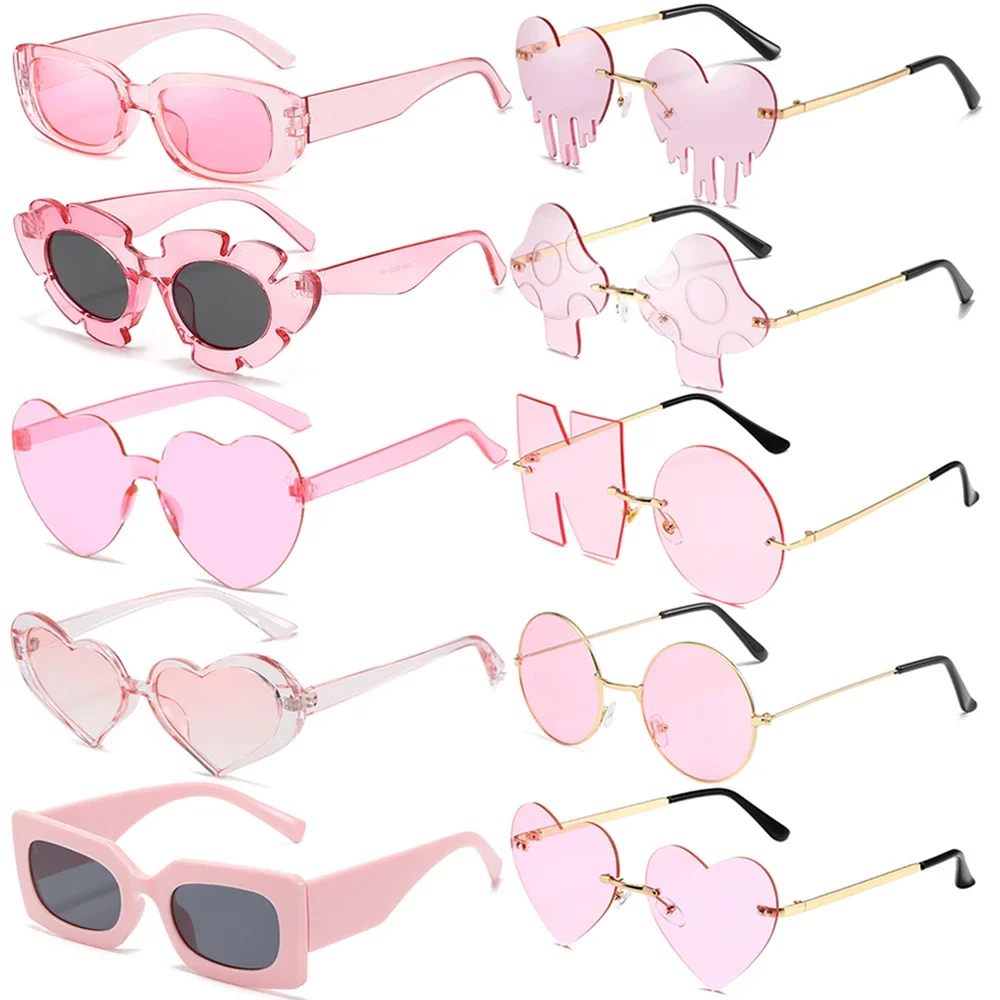 Top Trends: Lovely Pink Color Heart Square Sunglasses Jelly Color Sun Glasses UV400 Protection Shades Summer Party Decoration Women Eyewear Shoppable Styles