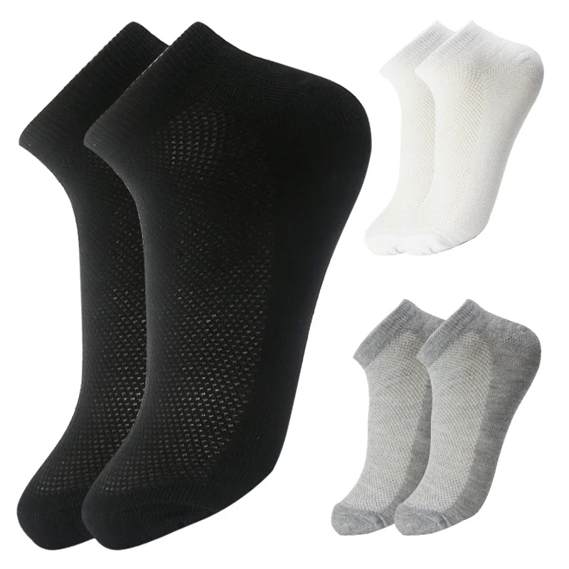 Top Trends: 6 Pairs Breathable Men's Socks Short Ankle Elastic Solid Color Mesh High Quality Cotton Women's Sock Unisex Plus Size Eur 38-46 Shoppable Styles - Image 3