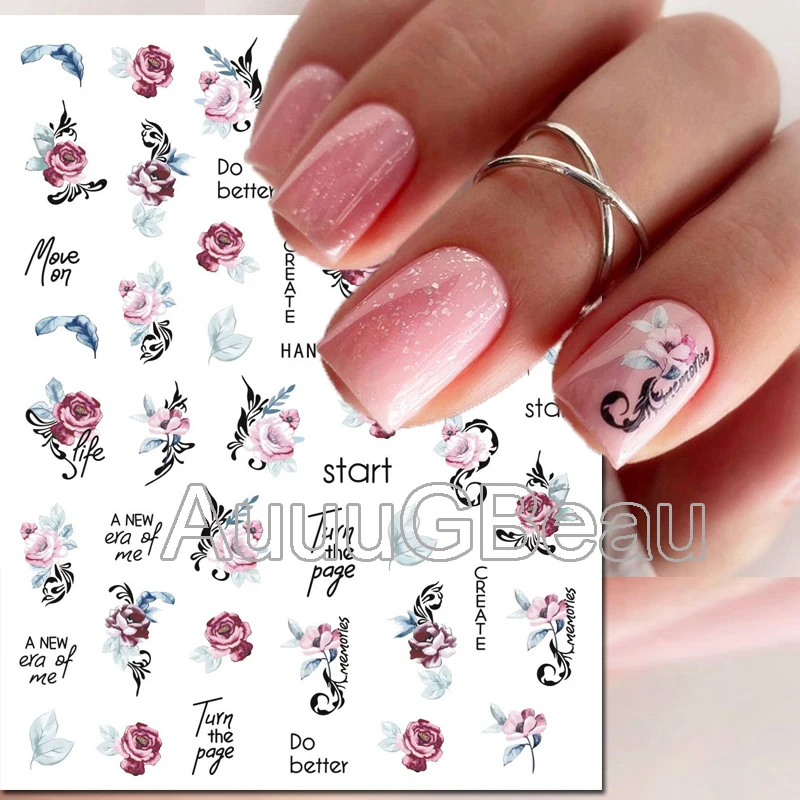 Top Trends: 3d Nail Art Decals Spring Fruits Pink Full Tips Peony Magnolia Flowers Adhesive Sliders Nail Stickers Decoration For Manicure Shoppable Styles - Image 3