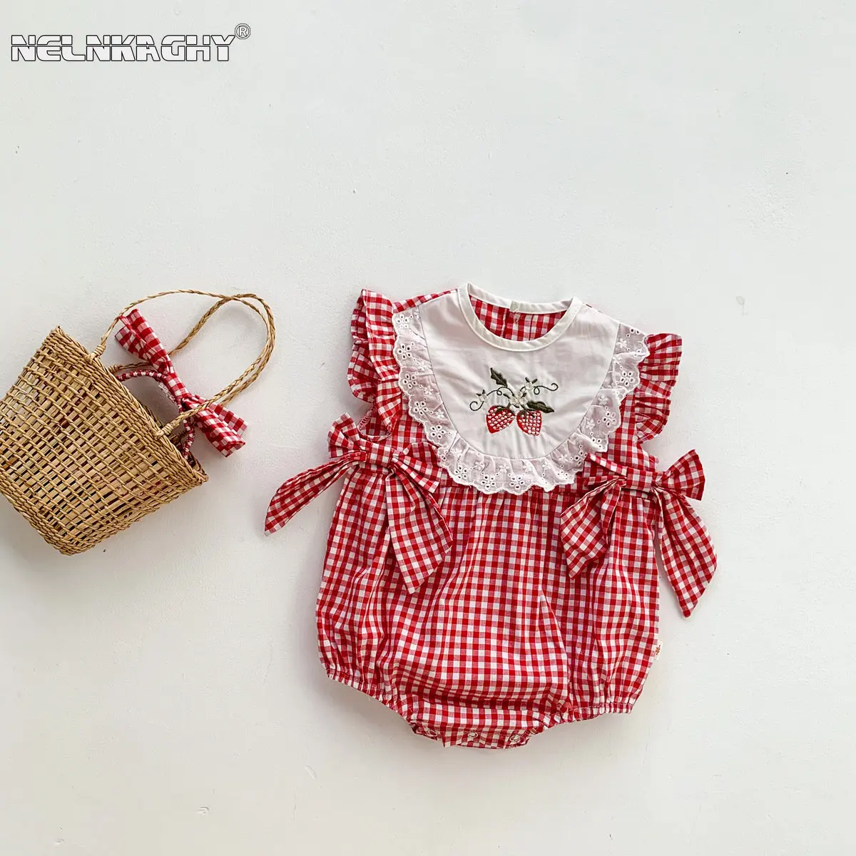 Top Trends: Infant Kids Girls Summer Fly Sleeve Bow Plaid Embroidery Flower Outfits Newborn Baby Clothing Jumpsuits Bodysuits Gift Headbands Shoppable Styles