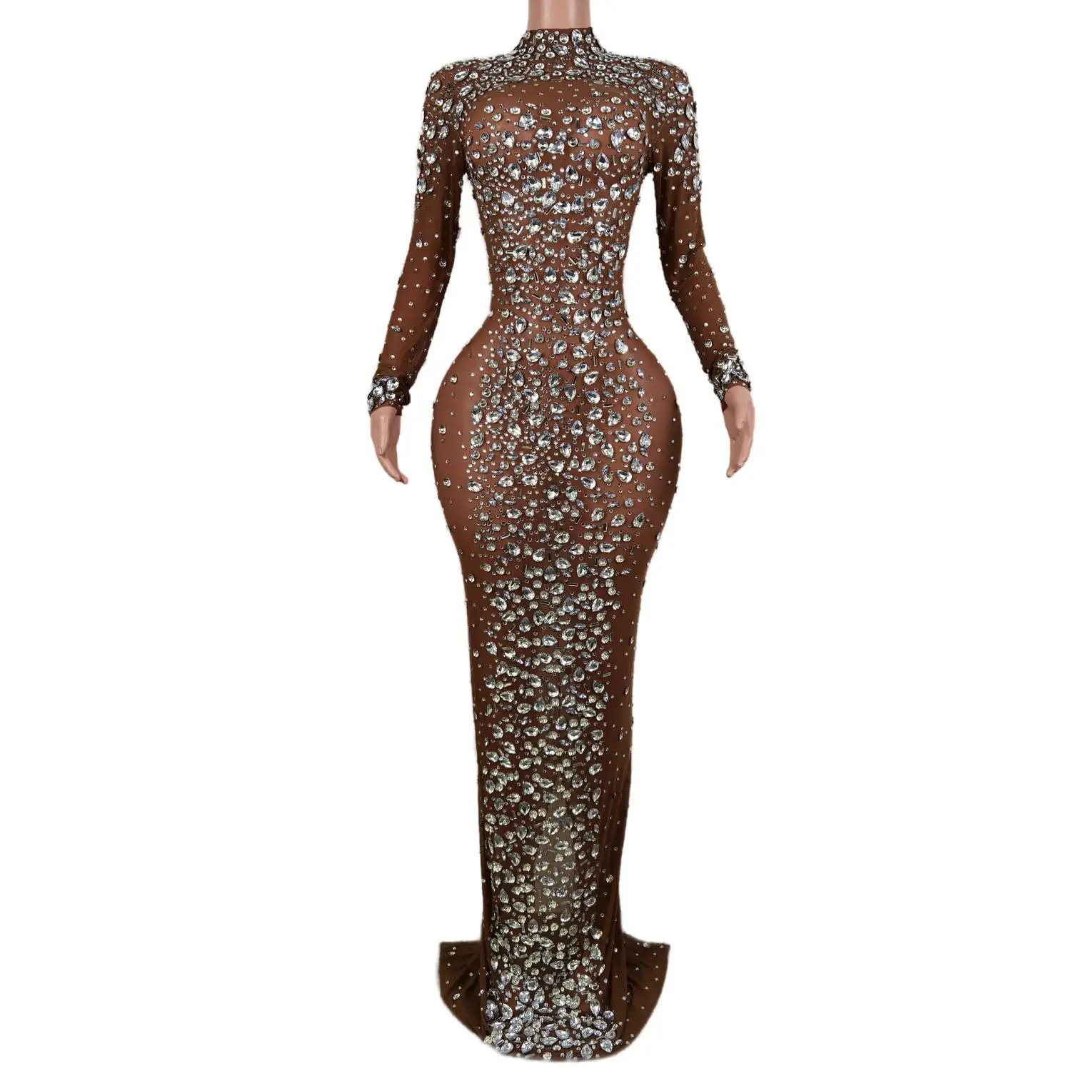 Top Trends: Luxury Diamond Beaded Evening Dress Women With Crystals Ladies Dress Casual Sexy Birthday Date Night Dress Sexy Costume Cuixing Shoppable Styles