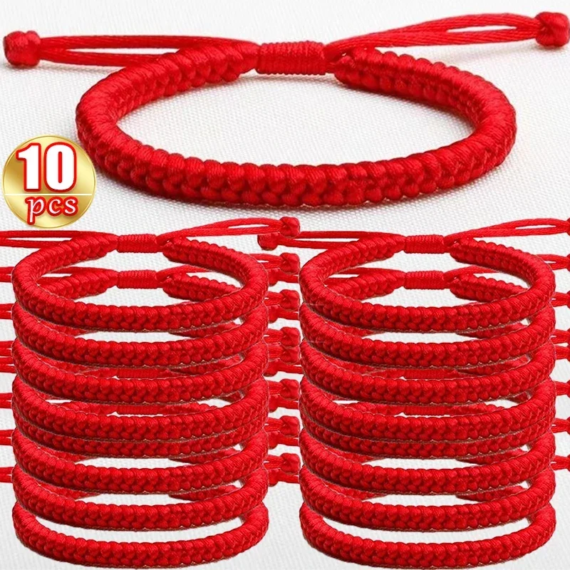 Top Trends: 1-10Pcs Tibetan Thread Buddhist Bracelet Bangles Adjustable For Women Handmade Knot Amulet Red Rope Lucky Bracelet Charm Jewelry Shoppable Styles