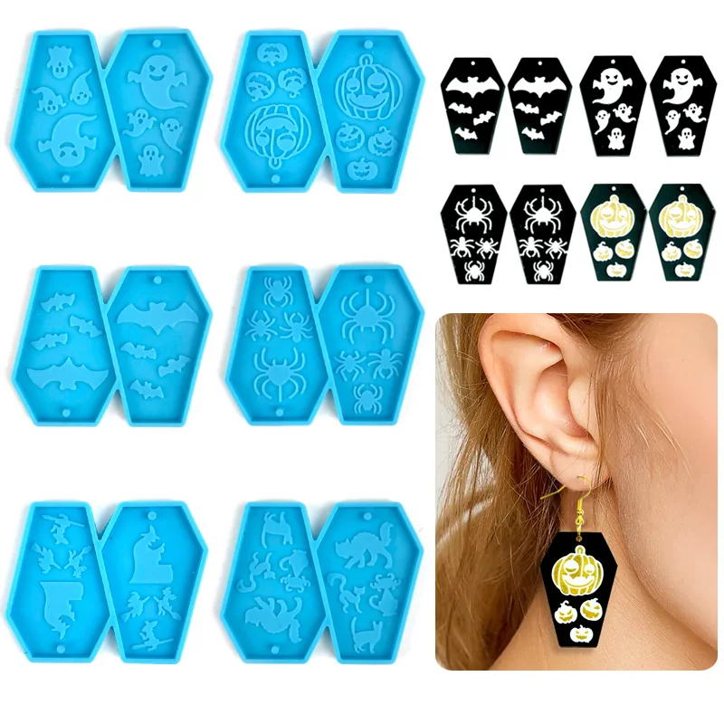 Top Trends: Halloween Earring Pendant Silicone Mold Coffin Shaped Jewelry Necklace Keychain Pendant Epoxy Resin Molds Halloween Decoration Shoppable Styles