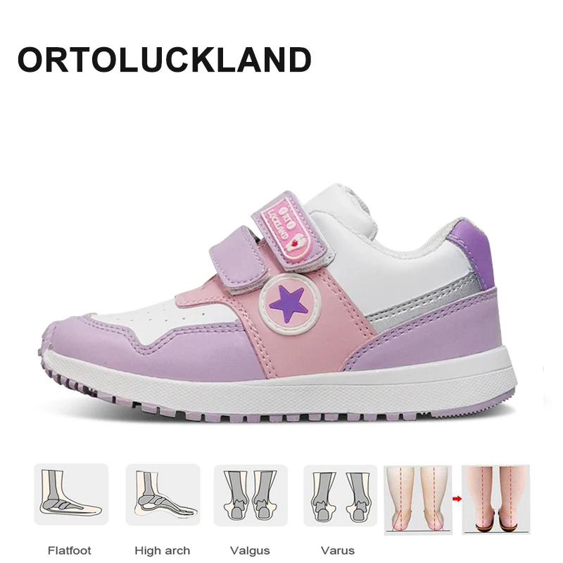 Top Trends: Ortoluckland Girls Casual Shoes Children Running Sneakers Leather Orthopedic Flatfeet Purple Sporty Footwear For Kids Toddlers Shoppable Styles