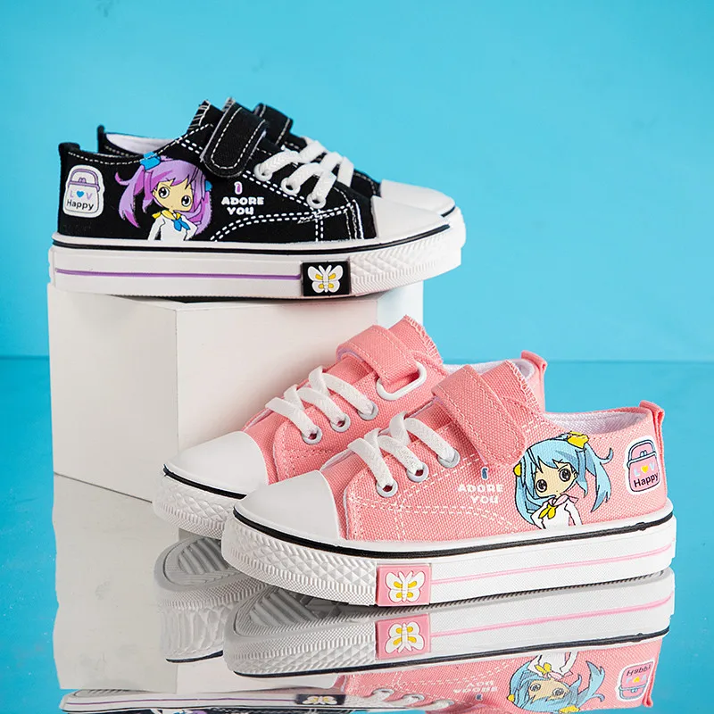 Top Trends: Cheap Children Pink Sneakers For Girl Fashion Cartoon Canvas Shoes Kids Anime Skateboard Shoes Boy Flats Low Children's Footwear Shoppable Styles