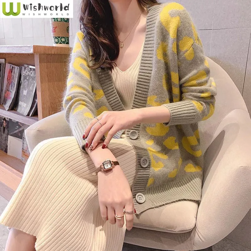 Top Trends: 2023 Autumn / Winter New Outwear Korean Loose V-neck Sweater Women&#039;s Outwear Knitwear Cardigan Coat Women&#039;s Wear Shoppable Styles