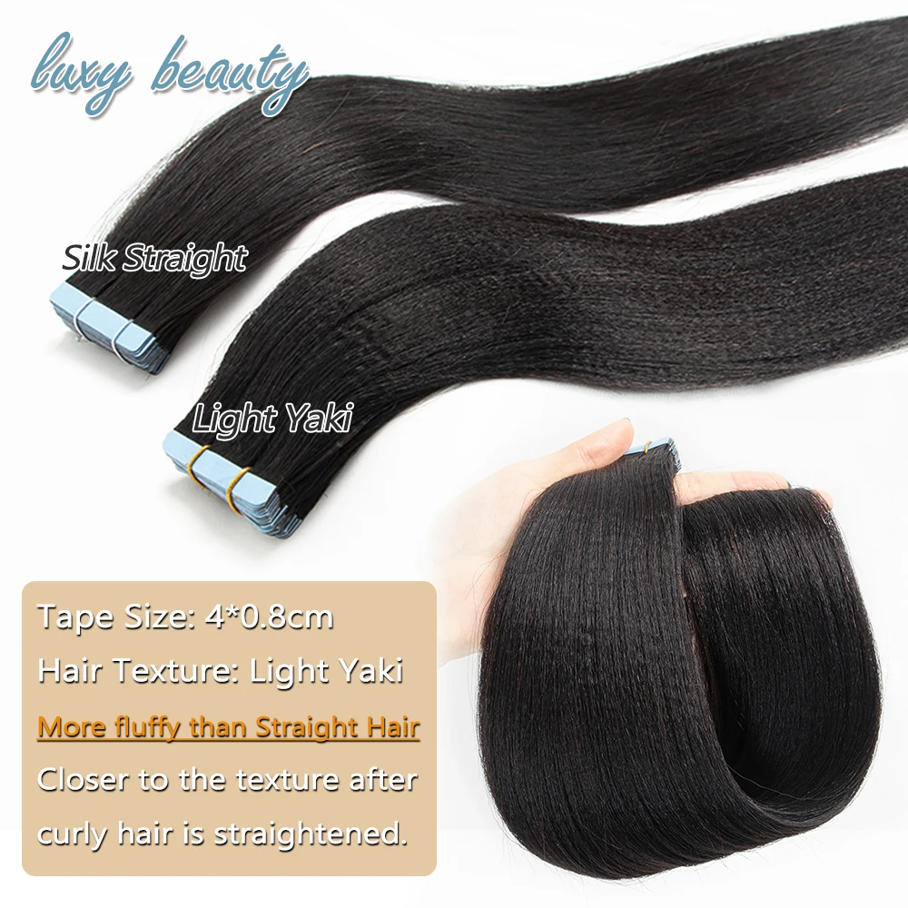 Top Trends: Yaki Straight Tape In Hair Extension 12-26inch Natural Black Light Yaki Tape Hair Extension Cuticle Remy Human Hair 20pcs / set Shoppable Styles - Image 2