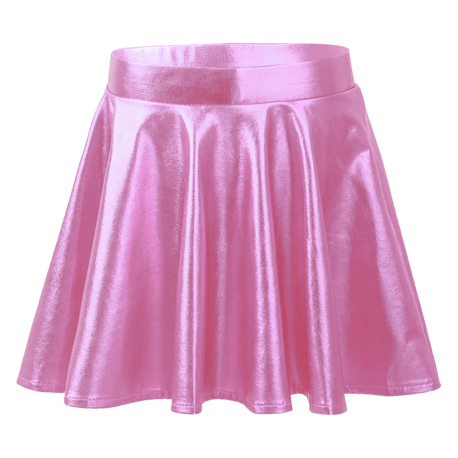 Top Trends: Kids Girls Glossy Metallic Flared Pleated A-Line Miniskirt Soft Dance Athletic Shiny Scooter Skirt With High Elastic Waistband Shoppable Styles