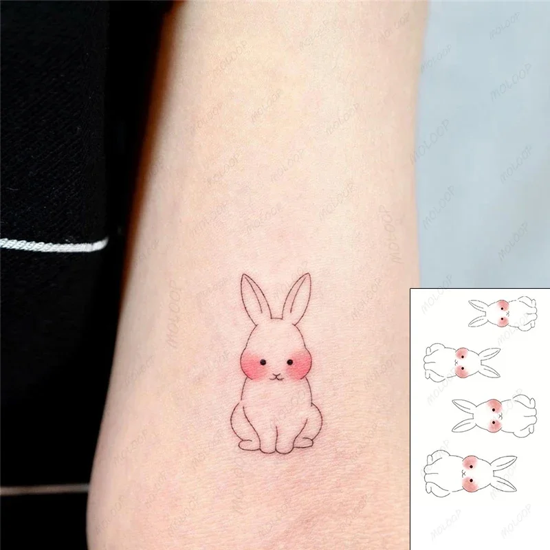 Top Trends: Temporary Tattoo Sticker Cartoon Cute Shy Bunny Animal Chinese Japanese Text Waterproof Art Fake Tattoos Flash Tatoos Men Women Shoppable Styles