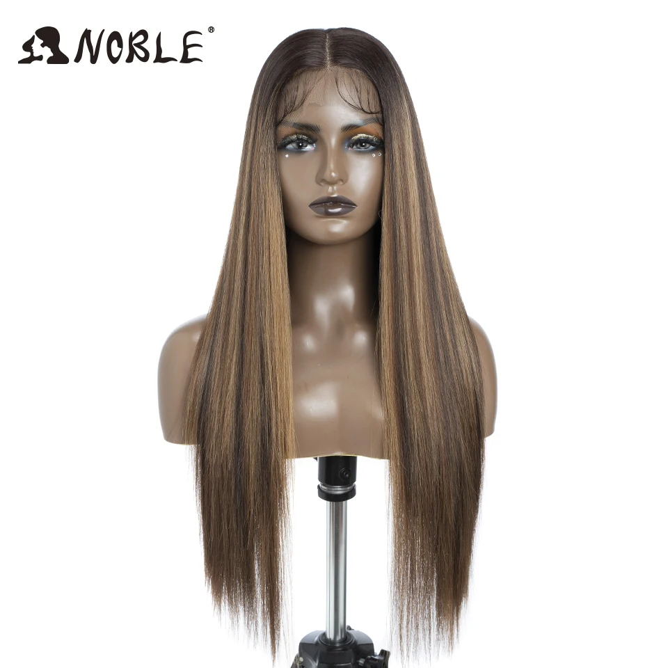 Top Trends: Noble Synthetic Lace Front Wig 30Inch 13X7 Straight Lace Wig Blonde Ombre Glueless Wigs For Women Cosplay Lace Wig Synthetic Shoppable Styles