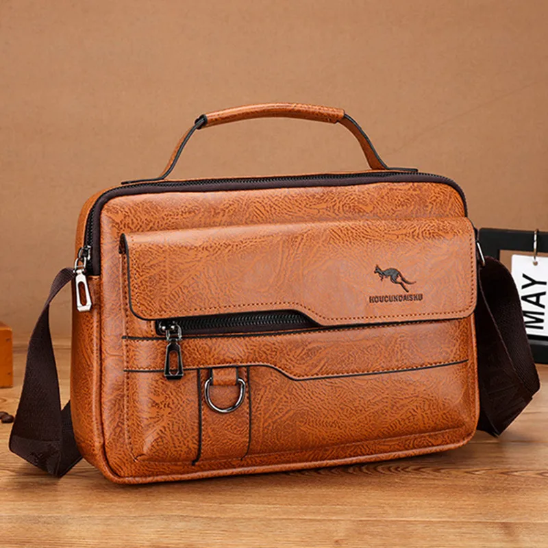 Top Trends: Vintage PU Leather Shoulder Bag For Men Large Capacity Crossbody IPad Bag Male Messenger Bag Business Hand Tote Bag Shoppable Styles