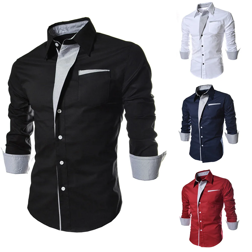 Top Trends: Mens Casual Slim Fit Shirts Turn-down Collar Shirt Single-breasted Long Sleeve Button Down Business Formal Dress Shirt Tops Shoppable Styles