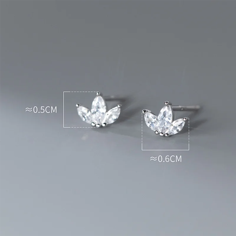 Top Trends: WANTME 925 Sterling Silver Shiny Small Leaf Zircon Stud Earrings For Women Fashion Korean Teen Crown Piercing Pendientes Jewelry Shoppable Styles - Image 2