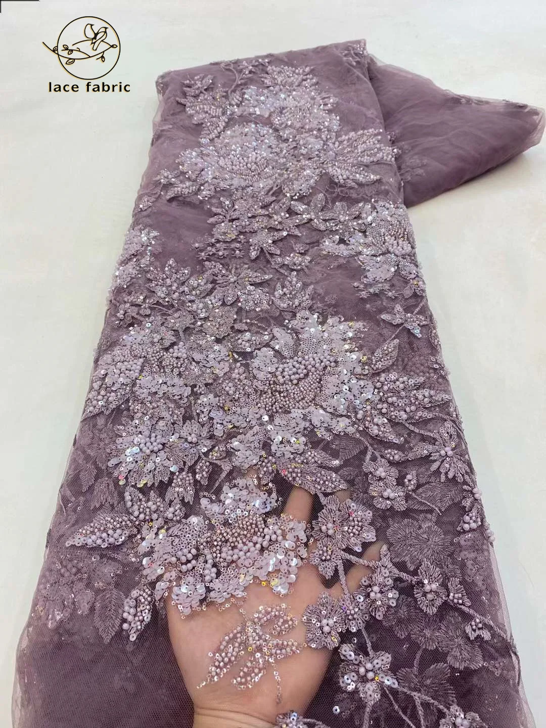 Top Trends: 2023 Latest Nigerian Sequins Lace Fabric Heavy Hand Beaded Lace Fabric Luxury French Embroidery Beads Lace Fabric For Wedding Shoppable Styles