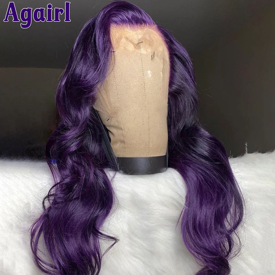 Top Trends: Dark Purple Glueless HD Full Lace 13x6 13x4 Human Hair Body Wave Lace Front Wigs For Black Women PrePlucked 6x4 Lace Closure Wig Shoppable Styles