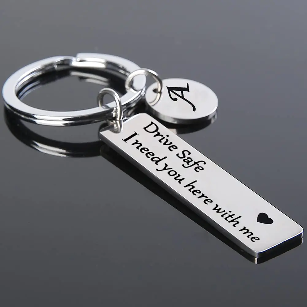 Top Trends: Drive Safe Keychains A-Z Initials Letters Men Women Stainless Steel Key Chain Birthday Chritsmas Father's Day Gifts Jewelry Shoppable Styles