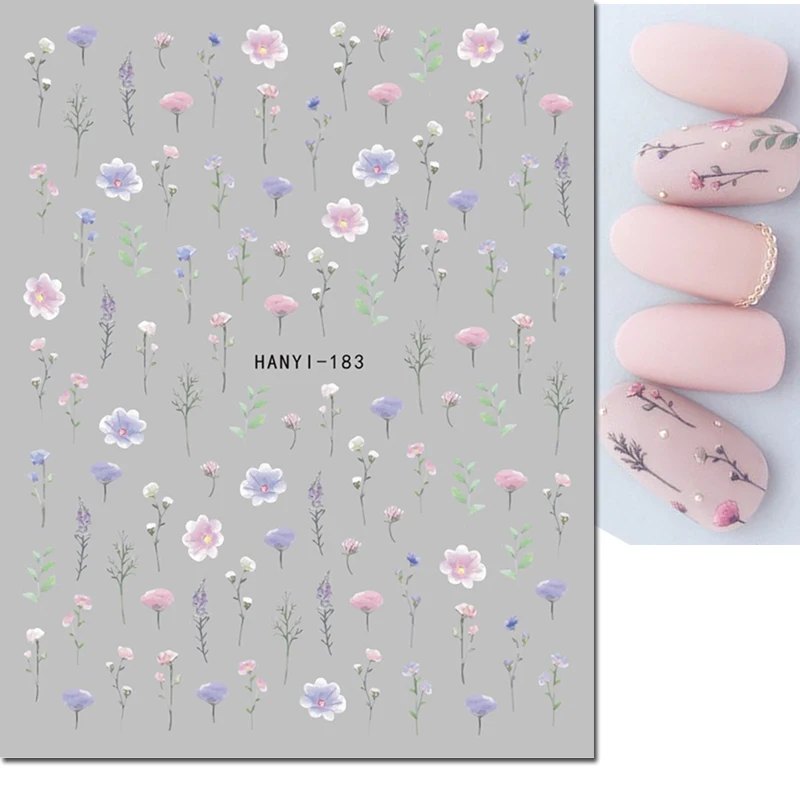 Top Trends: 3d Nail Art Decals Purple Pink Dry Botanical Flowers Adhesive Sliders Nail Stickers For Nail Tips Decoration Shoppable Styles