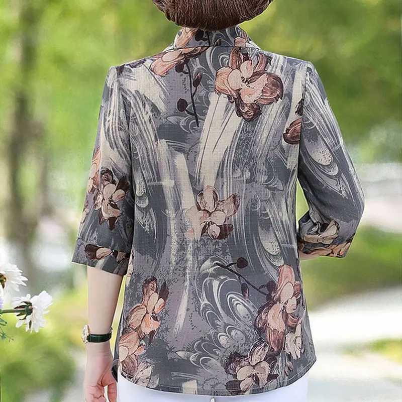 Top Trends: Summer Vintage Floral Printed Shirt Women's Clothing Casual Turn-down Collar Button Commute Half Sleeve Stylish Loose Blouse New Shoppable Styles - Image 6