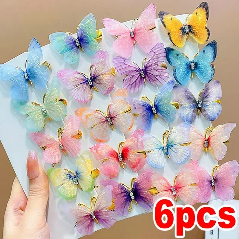 Top Trends: New Cute Gradient Colorful Butterfly Hairpin For Women Girls Sweet Hair Ornament Clip Barrette Headband Fashion Hair Accessories Shoppable Styles