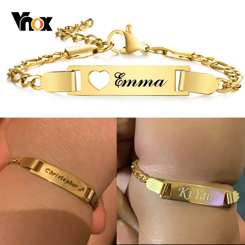 Top Trends: Vnox Custom Baby Bracelets, Anti Allergy Stainless Steel Bracelet For Newborns Mom, Personalized Name Birthday Boy Girls Kids Gift Shoppable Styles