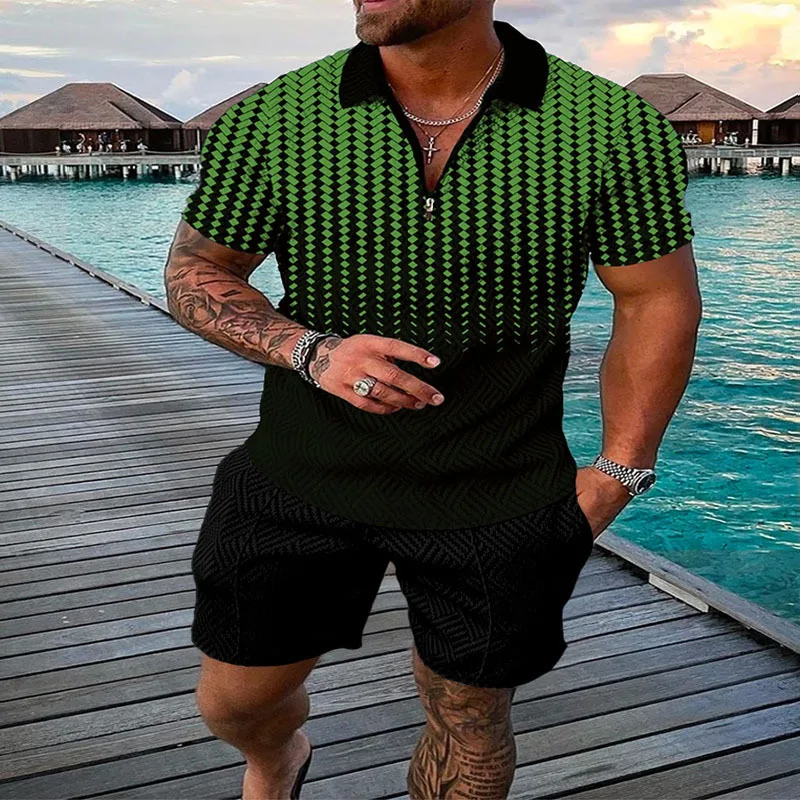 Top Trends: Summer Men's Trend Printed T-shirt Shorts Slimming Suit Shoppable Styles - Image 3