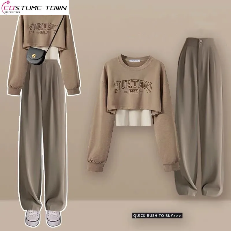 Top Trends: 2023 New Spring And Autumn Korean Version Loose Short Top Age Reducing Casual Pants Elegant Women's Two-piece Set Shoppable Styles