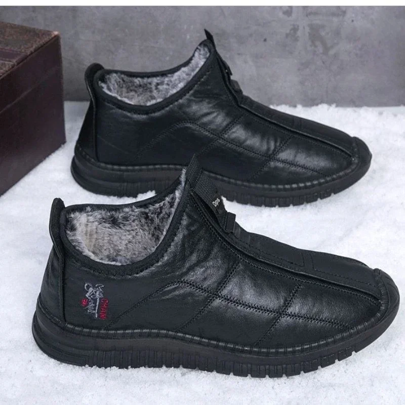 Top Trends: Winter Men Snow Boots Lightweight Mens Boots Slip On Platform Shoes Boots For Middle-aged And Elderly People Plus Velvet Zapatos Shoppable Styles