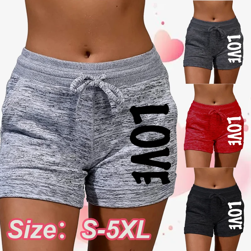 Top Trends: Summer Shorts Women's Love Printed Quick Drying Shorts YOGA SHORTS Women's Leisure Sports Fitness Shorts High Waist Drawstring E Shoppable Styles