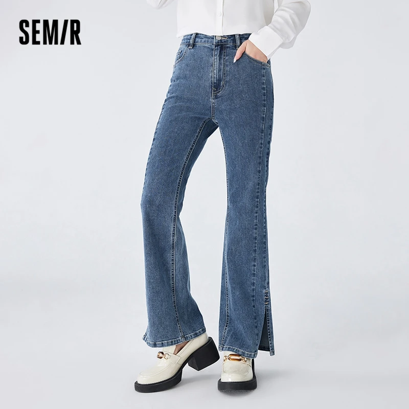 Top Trends: Semir Women Jeans Slit Bell-Bottom Pants Show Long Legs Thin Autumn Temperament Cropped Pants Retro For Women Shoppable Styles