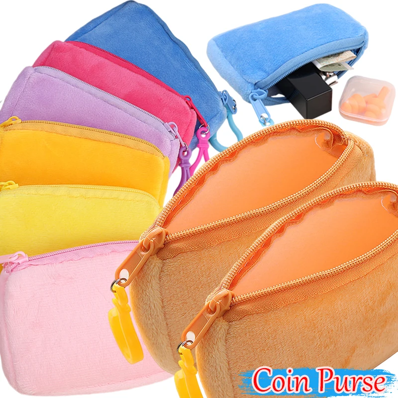 Top Trends: Cute Candy Color Plush Fluffy Coin Purse Women Minimalist Square Change Pouch Wallet Headphone Bag Key Holder ID Card Bag Shoppable Styles