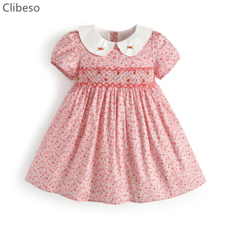 Top Trends: Vintage Girls Boutique Smocked Floral Dresses Children Hand Made Smocking Embroidery Cotton Frocks Baby Teenager Smock Dress Shoppable Styles