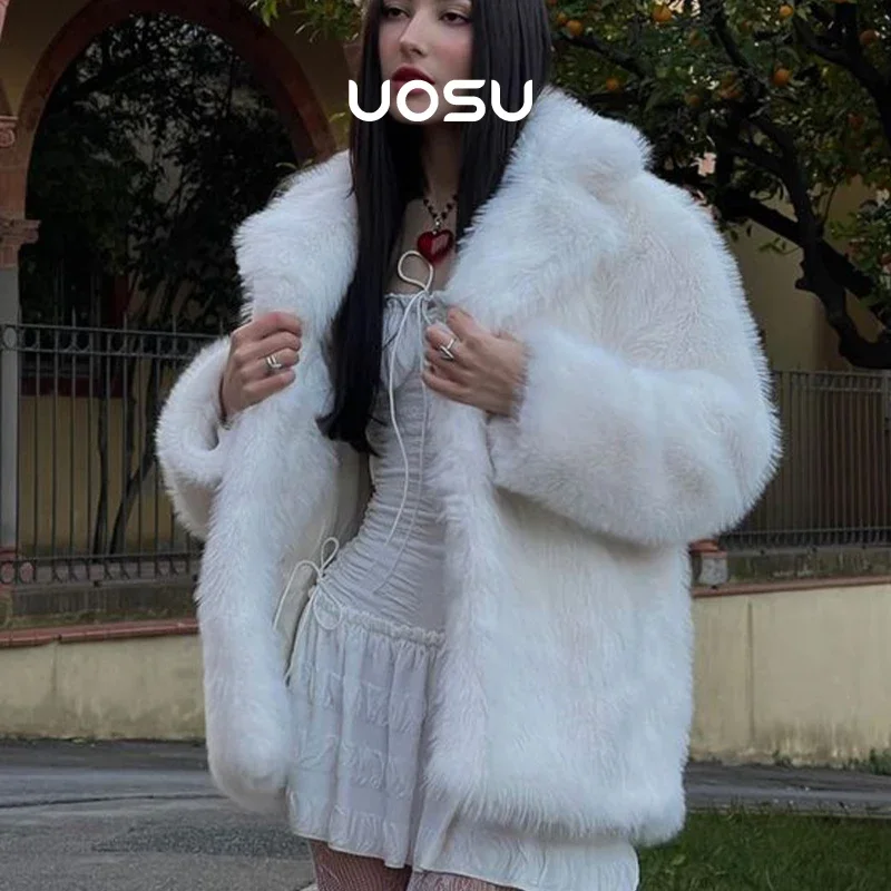 Top Trends: Fluffy Long Faux Fur Coat Women Winter 2023 Luxury Brand Fashion Sweet Pink Fox Fur Furry Oversize Jacket Loose Overcoat Outwear Shoppable Styles