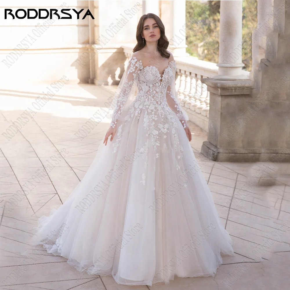 Top Trends: RODDRSYA Princess Wedding Dresses For Woman Puff Sleeves Backless O-Neck Bride Gowns Lace Applique A-Line Vestidos De Novia Shoppable Styles