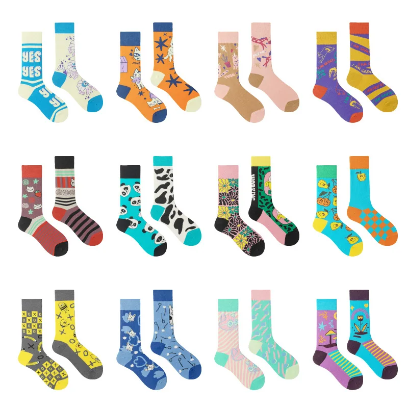 Top Trends: Bestselling Original Design AB Pattern Cotton Socks Asymmetric Mandarin Duck Design Versatile Ins Mid-calf Socks Shoppable Styles