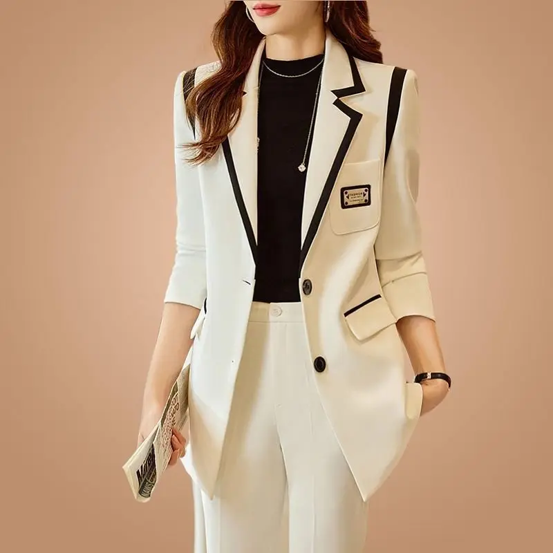 Top Trends: Sets For Women 2 Pieces Spliced Jacket Blazer Casual Wide Leg Pants Elegant Office Business Set Conjuntos Para Mujeres 2 Piezas Shoppable Styles - Image 2