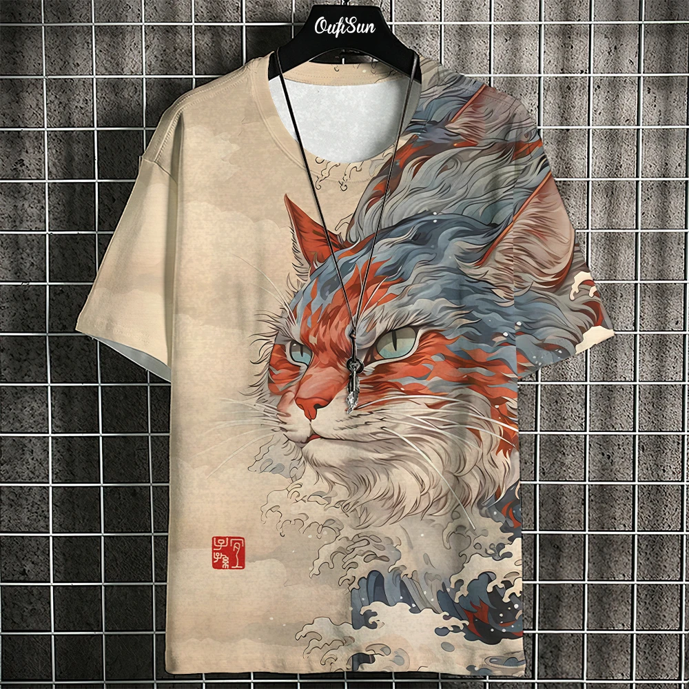 Top Trends: Summer Short Sleeve Harajuku Print Aniam T Shirt For Men O-Neck Oversized Pullover Fashion Streetwear Fashion Men‘s Clothing Shoppable Styles