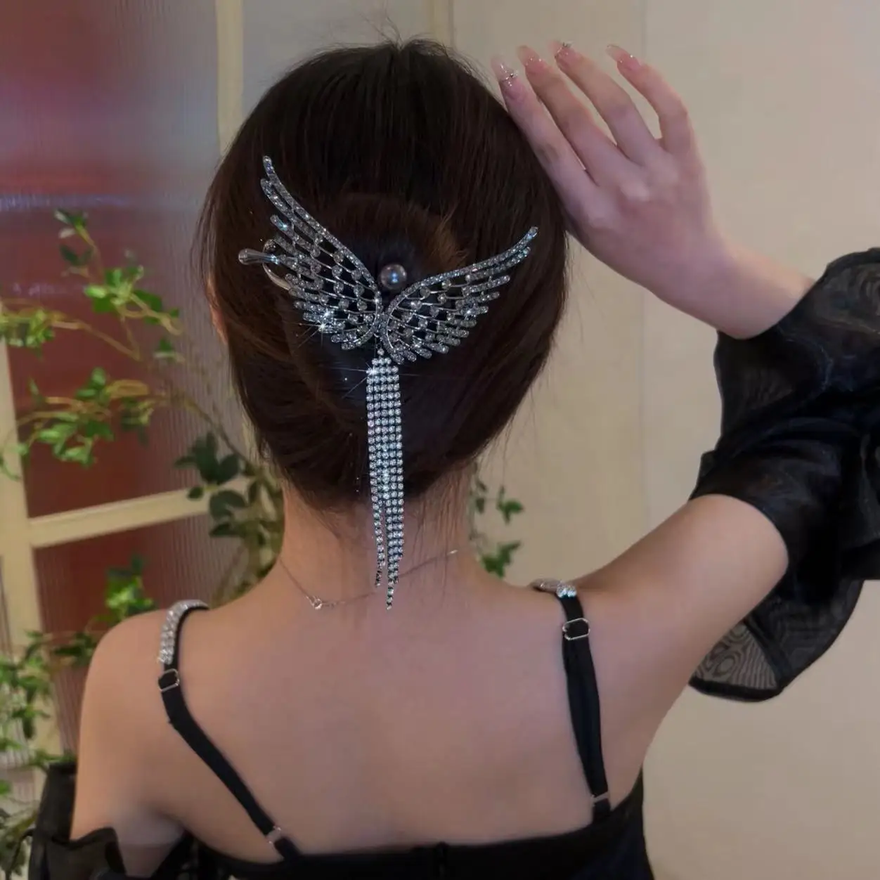 Top Trends: VANIKA Full Rhinestone Angel Wing Hair Clip Elegant Tassel Hairpins Ponytail Bun Headbands For Women Girls Summer Accessories Shoppable Styles - Image 4