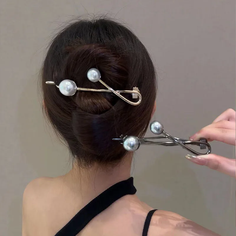 Top Trends: VANIKA New Simplicity Metal Pearl Hair Clips Hairpins Frog Buckle Ponytail Clip Elegant Lady's Hair Clip Summer Accessories Shoppable Styles