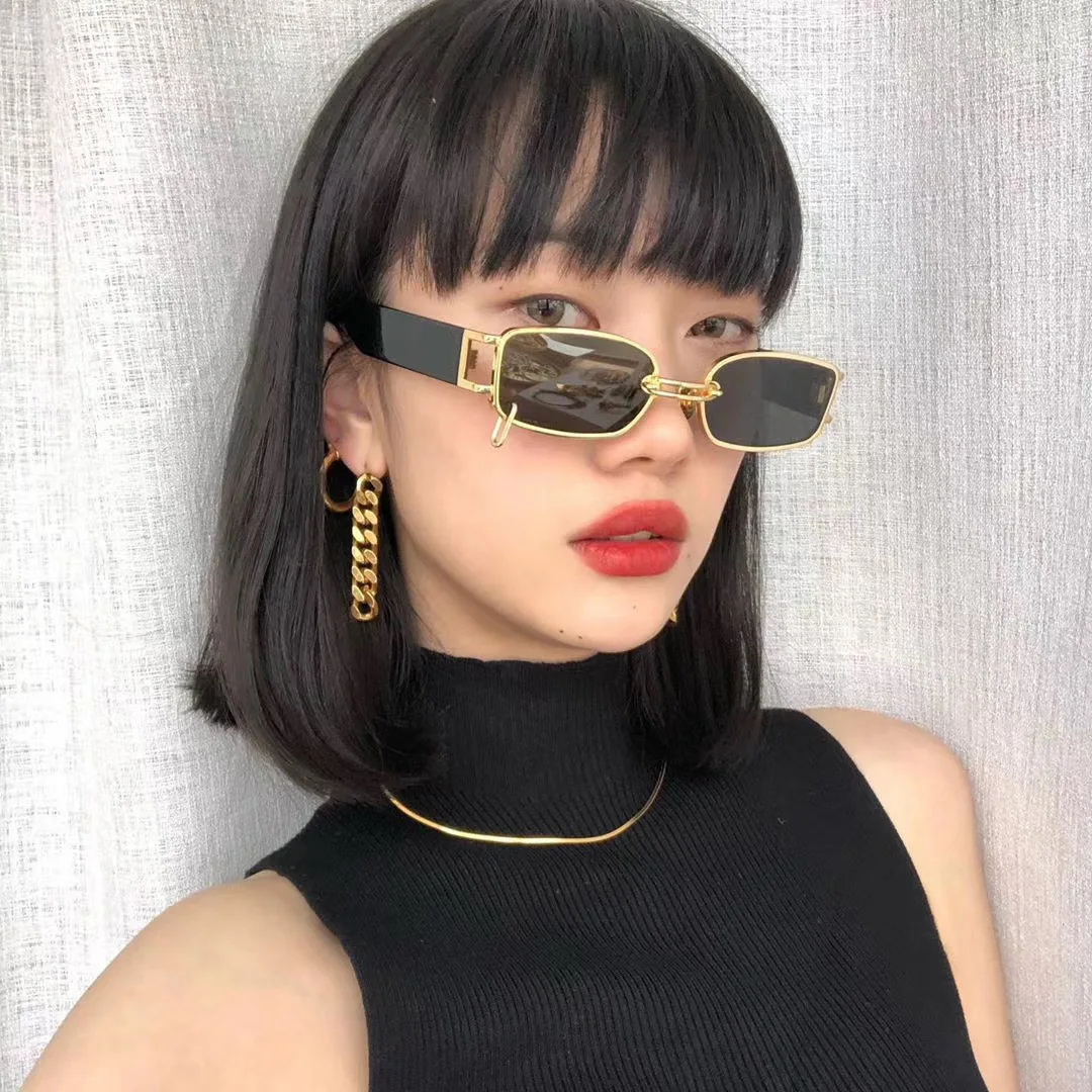 Top Trends: Vintage Black Square Sunglasses Women Luxury Brand Small Rectangle Sun Glasses Men Female Gradient Clear Mirror Oculos De Sol Shoppable Styles