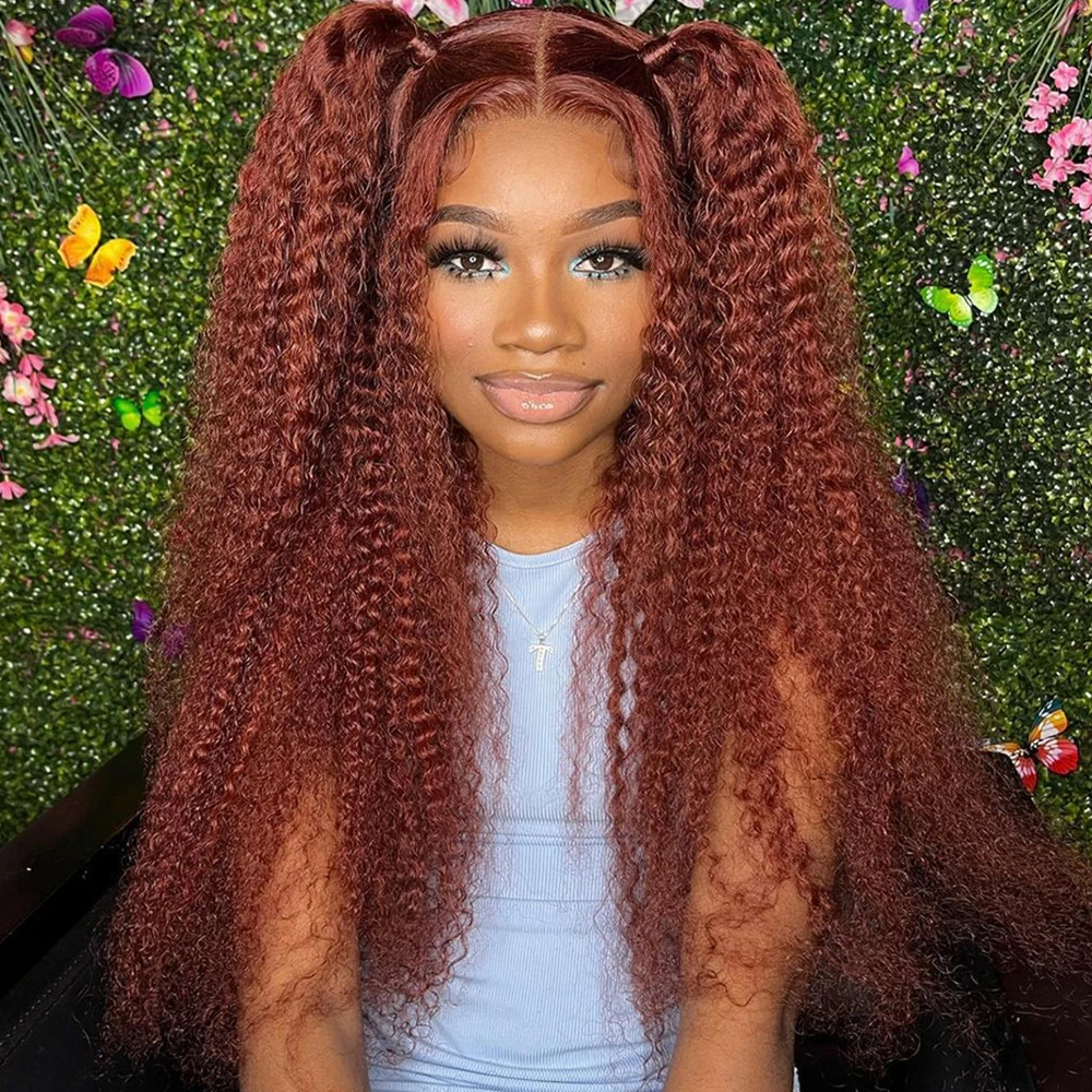 Top Trends: 40 Inch Reddish Brown Kinky Curly Wig 13x4 Hd Lace Frontal Wig Human Hair Dark Brown Copper Red Pre Plucked 13x6 HD Frontal Wigs Shoppable Styles