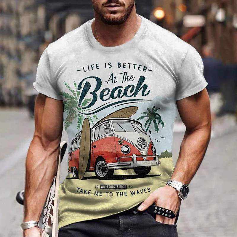 Top Trends: Vintage Men's T-Shirt Crew Neck Pullover Short Sleeve Top Route 66 Biker Print Oversized Clothing Street Casual T-Shirt For Men Shoppable Styles