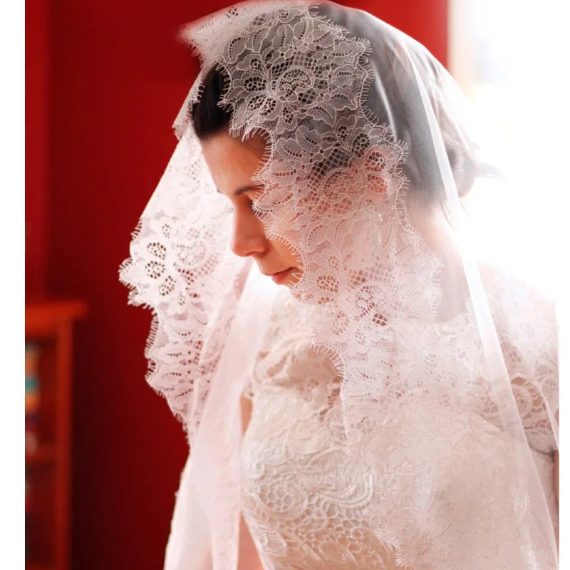 Top Trends: White Romantic Charming Full Lace Bridal Veil 2023 New Cathedral Wedding Accessories Mariage Veil Shoppable Styles