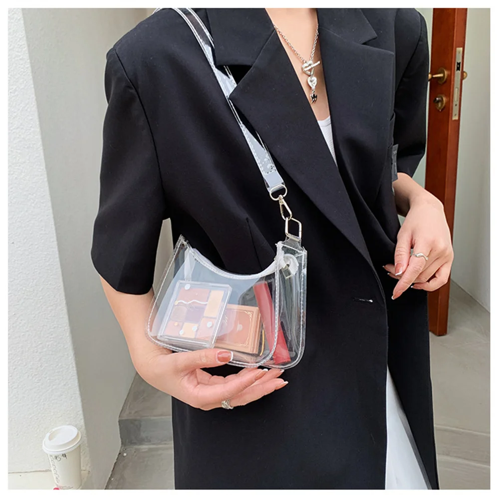 Top Trends: Fashion Vintage Ladies Jelly Solid Color Clear Underarm Bag Casual Women Handbags Purse Mobile Phone Shoulder Bag Festival Gifts Shoppable Styles